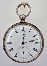 Feine offene Herrentaschenuhr E.C. Schlüsselaufzug Silber um 1890 (108386)