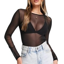 Damen Mesh Top transparent