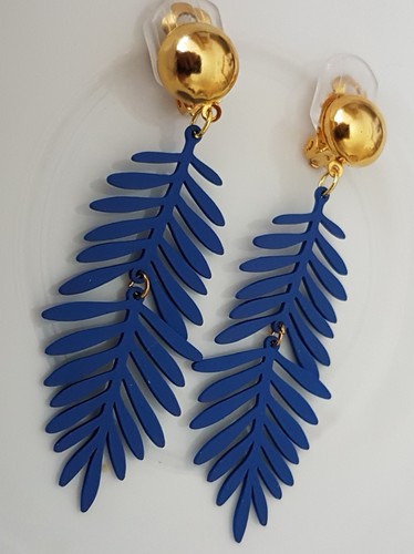 Ohrclips clips blau goldfarben - blau,