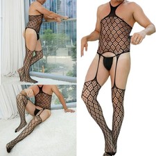 DE Herren Mesh Crossdresser Gay Bodystockings Thong Body Durchsichtig Unterwäsch