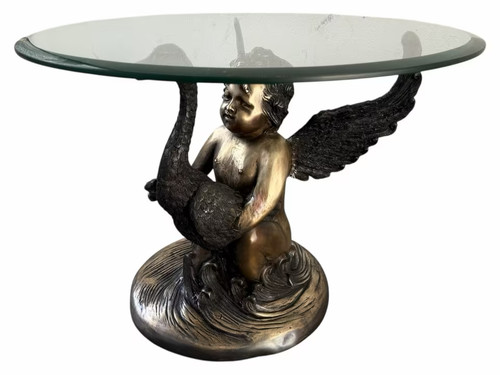 Bronze tisch putto mit - bronze, schwan