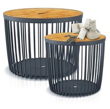 Beistelltisch Couchtisch Korbtisch Kaffeetisch mit Holzplatte Tisch 25L-100L