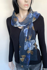 Kurt Kölln Tuch Schal Blumenmuster fein Business dunkelblau blau Luxus