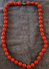 Rote Koralle Coralle Hals Kette Halskette Silber ca 77 cm lang 79 gramm