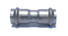 NiroSan Muffe Doppelmuffe Edelstahl Fitting V4A Pressfitting 15, 22, 28, 35, 42
