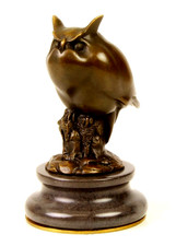 Bronze Statue Eule auf einem