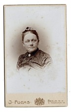 Antikes Foto J. Fuchs Berlin um 1890 – Porträt ältere Dame, Carte de Visite CdV
