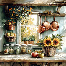 Wandbild Küche Fenster Landhaus Rustikal Dekobild Wanddeko Dekofliese Wandfliese