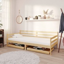 Tagesbett Bettgestell Singlebett Bett mit Schubladen Braun Massivholz Kiefer