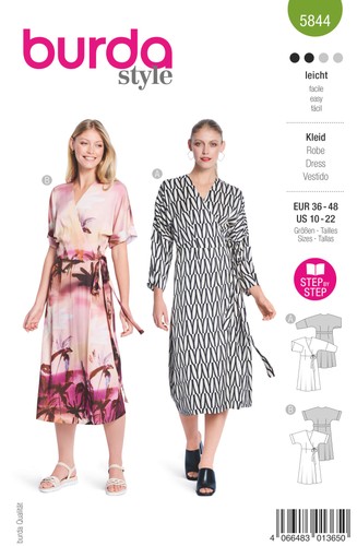 Schnittmuster kleid burda 5844 - kleid,