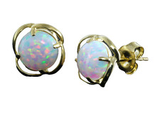 585 Gold Ohrstecker mit Natur Opalen Grösse  9,8 mm mit Cabochon Schliff