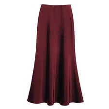 Damen Satin Rock Länge Rock A