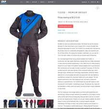 DUI TLS 350 Drysuit with undergarment and accessories