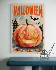 Leinwand Bild Halloween Slasher Düster Horror Filme Wandbild Kürbis Fledermaus