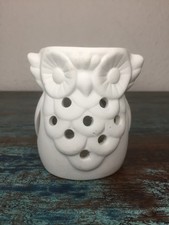 Duftlampe Eule 8cm weiß Biskuitporzellan Uhu Bisquit Porzellan Duftlämpchen