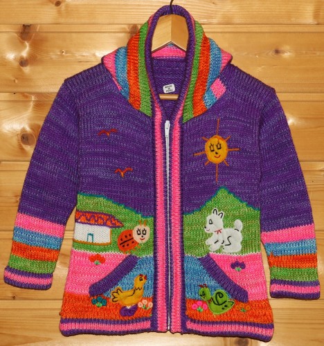 Kinder strickjacke lila bunt - kinder,