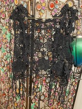 Boho Mini Strickweste Schwarz