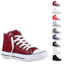 Damen Sneaker High Schnürer Bequeme Basic Freizeit Stoff Schuhe 841313 New Look