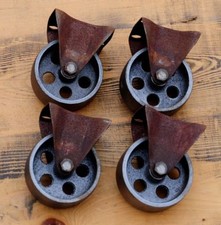 4 Gussräder 75 mm Möbelrollen Metall Vintage Industriedesign Räder Möbelräder.