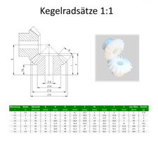 Kegelräder Modul 0,5-3,5 aus POM 1 Satz = 2x Kunststoff Kegelrad Übersetzung 1:1