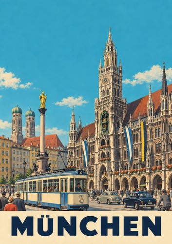 München vintage retro - retro, poster