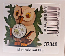 Mini-Eule mit Uhr Holzfigur