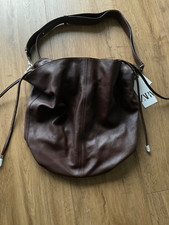 Zara Leder Tasche Beuteltasche
