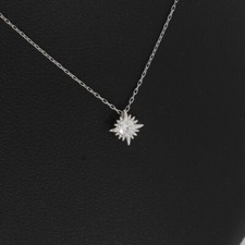 Wert 690 € Solitär Brillant Kette (0,10 carat) 750 18 Karat Weiß Gold