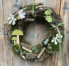 Tür-Kranz "Grüner Herbst"  mit Naturmaterialen. Haltbare Deko, Herbstkranz