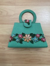 damen abend tasche, grün mit glitzeraplikationen, zwei Innenfächer