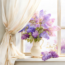 Wandbild Fenster Blumen Vase