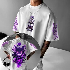 T-shirt Pokémon Gengar Unisex Regular Cotone Stampa Fronte Retro Streetwear 2025