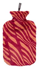fashy Wärmflasche 2,0 ltr. weicher Flauschbezug rot-orange LAGERRÄUMUNG!!!!