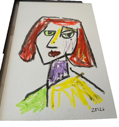 Kubistische frau hut portrait - kubistische,