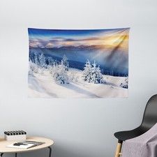 Winter Wandteppich Sonnenaufgang am Berg Weiches Mikrofaser Wandbehang