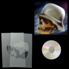 Schablone Airbrush Step by StepTotenschädel mit Stahlhelm # 0199 & Anleitungs CD