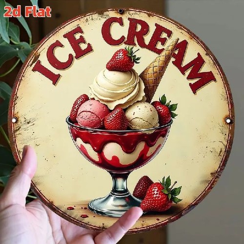 Blechschild rund ice - blechschild, cream