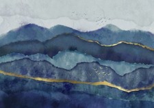 Vögel Grau Berge Abstrakt VLIES FOTOTAPETE 3D WOHNZIMMER TAPETE WANDBILD XXL