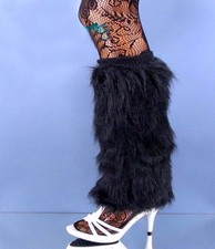 Damen Fellstulpen schwarz lang