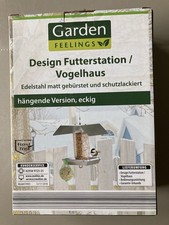 Design Futterstation, Vogelfutterhaus, Edelstahl, Kunststoff, unbenutzt