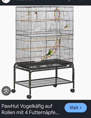 Pawhut vogelkäfig auf rollen - pawhut,