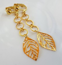 OHRCLIPS CLIPS BLÄTTER GOLDFARBEN