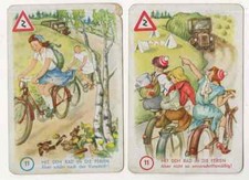 75/136 EINZELKARTEN AUS EINEM KARTENSPIEL VERKEHRSERZIEHUNG FAHRRAD LKW TRAKTOR