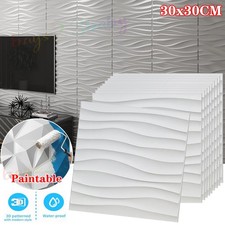 3D Wandpaneele Wellen Deckenpaneele Platten Paneele PVC Hochsteifes(4,5qm-50St.)