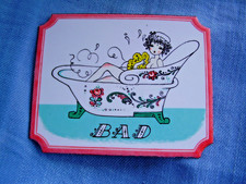 Emailleschild Bad Badezimmer Badewanne Frau in der Wanne 70er Jahre