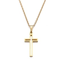 Kreuz Anhänger Anker Halskette Massiv Edelstahl Silber Gelbgold Rosegold Unisex