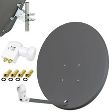 MEGASAT Digitale SAT Anlage 80cm Spiegel Schüssel + HD Profi QUAD LNB 0,1dB 4K d