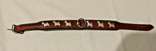 Halsband für Hund Westie aus Leder rot mit Westie-Motiven 27-30 cm Halsumfang