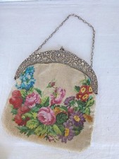 Antike Handtasche Perlentasche ca. 1890/1900 mit Halbmond Krone 800er gepunzt