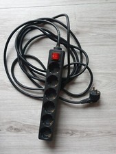 Steckerleiste 6-fach, schwarz mit ca. 5 m Kabel, Schalter defekt, Ersatzteil